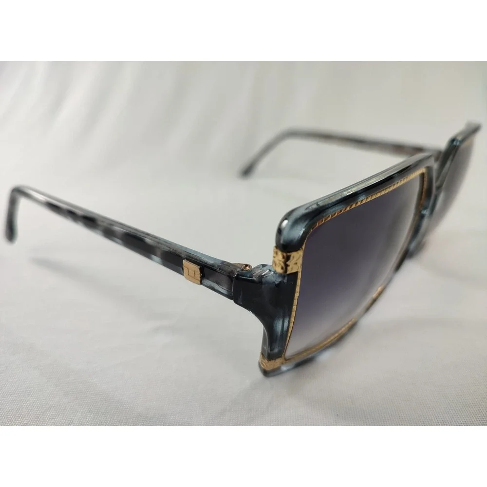 Vintage Ted Lapidus‎ Paris TL 15 09 Sunglasses 1970s France Grey Gold Oversized